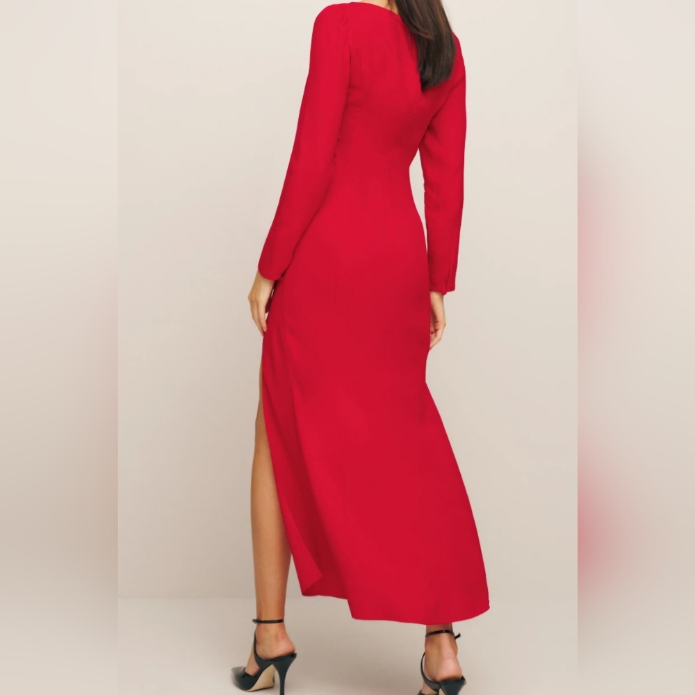 Reformation dress red kalani holiday christmas valentines slim sz.8 nwt - Picture 7 of 8